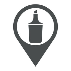 Icono plano localizacion rotulador fluorescente gris