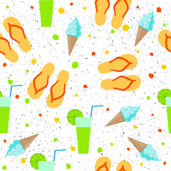 Summer time seamless pattern background. Abstract childish handmade application for design card, party invitation, vacation poster, menu, textile fabric, t shirt, bag print etc