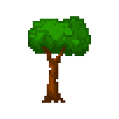 Pixel green summer tree for games and applications