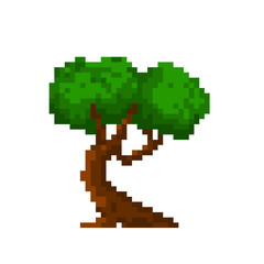 Pixel green summer tree for games and applications