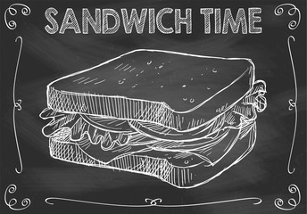 Chalkboard Sandwich Time with Hand Drawn Sandwich