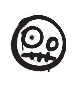 Fototapeta graffiti scary emoji sprayed in black over white