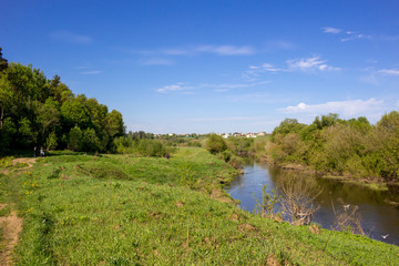 Fototapeta na wymiar Rustic country view. Out of town. Kaluzhskiy region, Potresovo village 