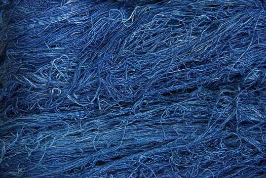 Blue indigo dye cotton thread : Close up