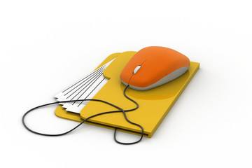 Computer mouse and yellow folder