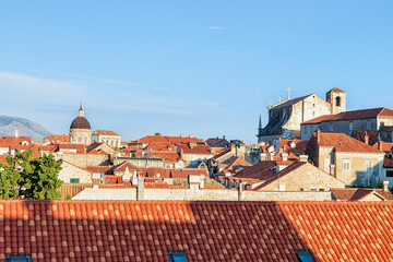 Obraz premium Panorama on Old city of Dubrovnik with red roof tile