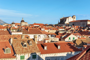 Panorama on Old city Dubrovnik with red roof tile
