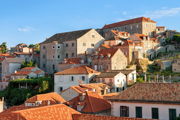 Panorama of Old town Dubrovnik with red roof tile