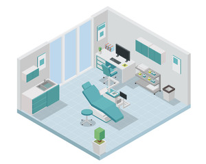 Modern Isometric Dentist Clinic Interior Design