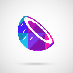 Vector half of coconut closeup on a white background