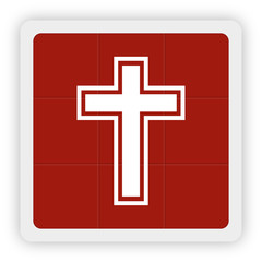 Obraz premium Red Icon Schaltfläche - Kreuz christlich