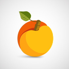 Peach with leaf isolated on background