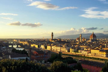 Fototapeta na wymiar Florence panoramic view on old city skyline at sunset
