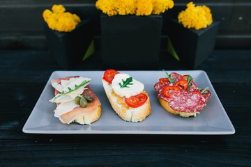 tasty food, luxury food, expensive restaurant, plate on the table