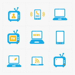 Vector Media Icons set on white background