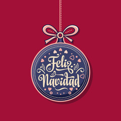 Naklejka na ściany i meble Feliz navidad. Xmas card on Spanish language. 