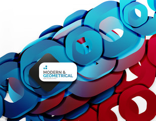 Geometric abstract background, cut chain shapes or hexagons on white