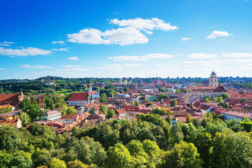 Fototapeta na wymiar Panorama of Vilnius cityscape with churches Baltic