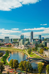 Bridge over Neris River and Financial district Vilnius Baltic