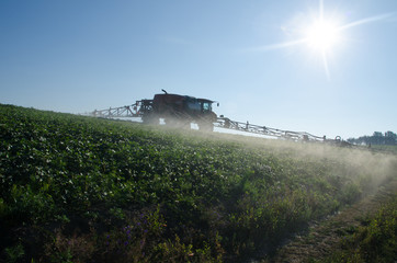 Fertilizer machine on the field