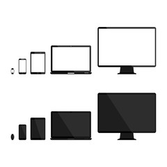 Set of blank screens of devices. Computer monitor, laptop, tablet and smartphone