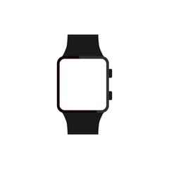 Modern electrical smart watch with white blank screen set. Flat style icon.