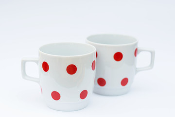 Red dotted retro porcelain mug