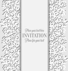 Wedding card with paper lace frame, lacy doily