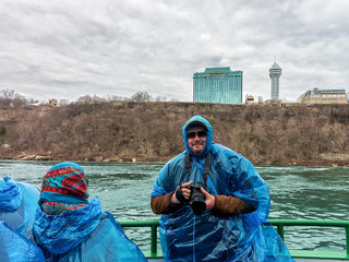 Man aboard at Niagara Falls in America