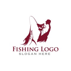 Fishing Logo design illustration  silhouette