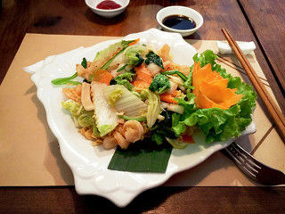 Tasty vegetable salad in restauran