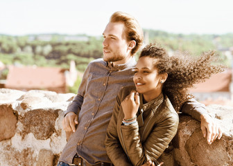 Young mixed race girl and her caucasian friend