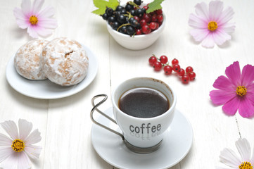 Morning coffee on a wooden table