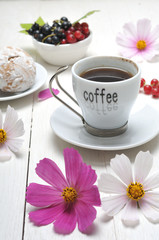 Morning coffee on a wooden table