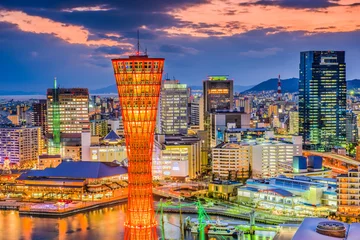 Gordijnen Kobe, Japan port and skyline. © SeanPavonePhoto