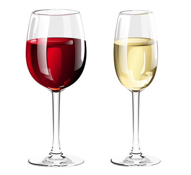 two glasses of red and white wine