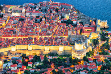 Evening view on Dubrovnik Old town and Adriatic Sea Croatia