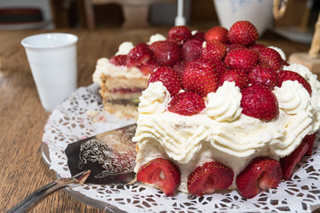 Fresh strawberry cake