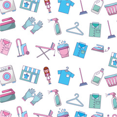 Laundry icons pattern background vector illustration design