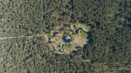 Engure Latvia Aerial view of countryside drone top view