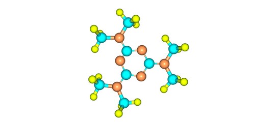 2,4,6-trisdimethylamino-1,3,5-triazine molecular structure isolated on white