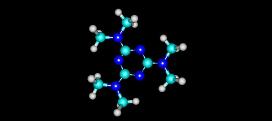2,4,6-trisdimethylamino-1,3,5-triazine molecular structure isolated on black