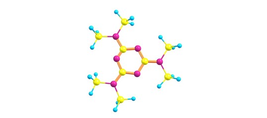 2,4,6-trisdimethylamino-1,3,5-triazine molecular structure isolated on white