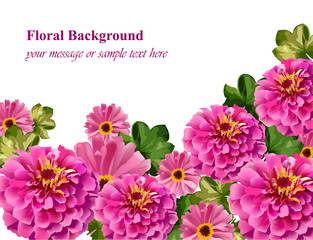 Pink floral card Vector. delicate summer card. Springtime fresh natural composition