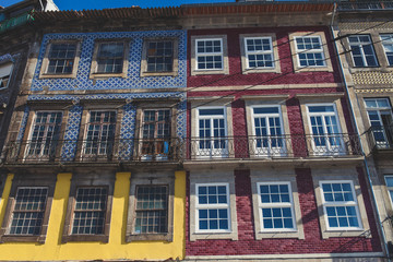 Fototapeta na wymiar Facades of the vintage houses in Porto, Portugal