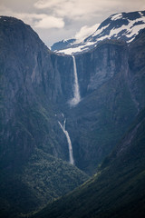 Fototapeta premium Mardalsfossen seen from the fjord.