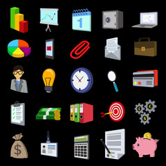 Business icon isometric set