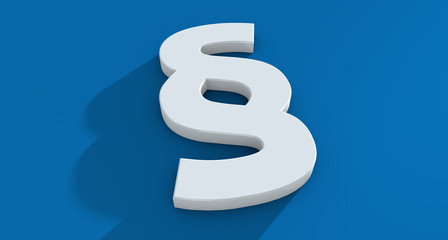 3D Paragraph Zeichen auf blauem Hintergrund