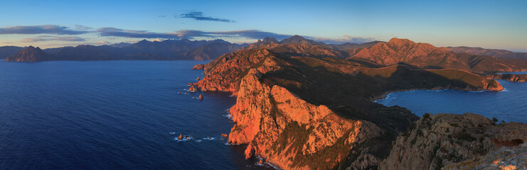 Dawn at Capu Rossu, the famous peninsula at the Golf of Porto, Corsica.