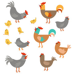 Set of cute chickens